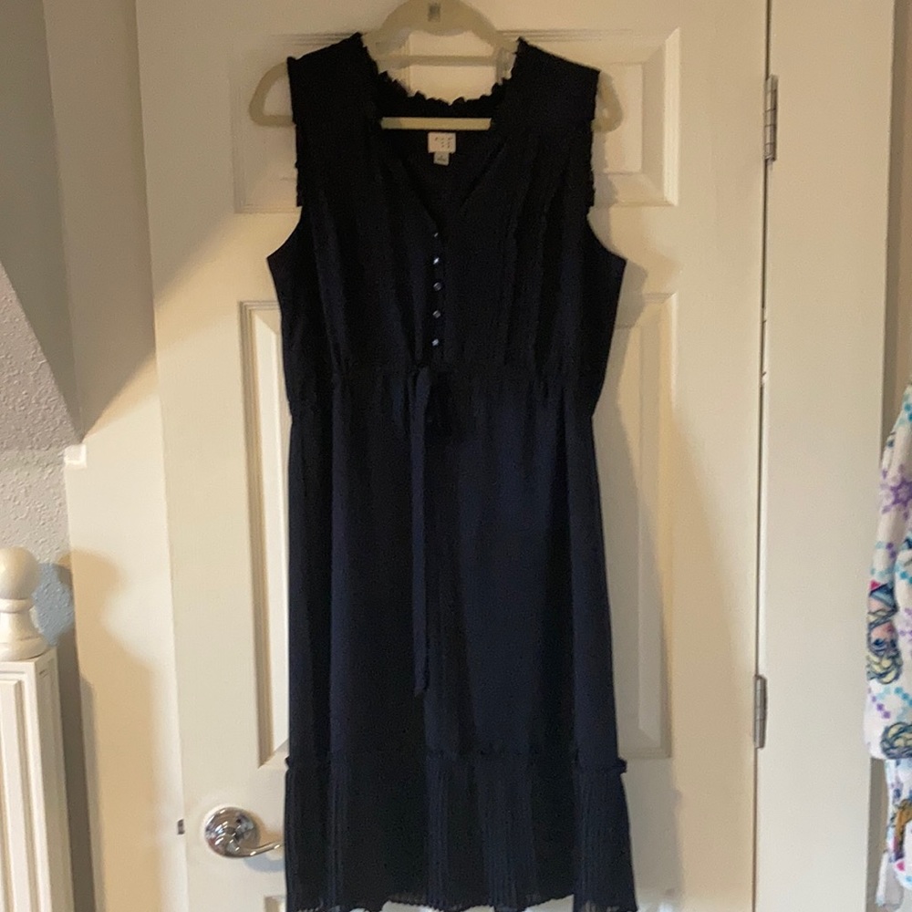 Navy blue Target dress with cinch waist and ruffle detail